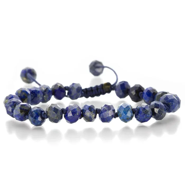 8mm Faceted Lapis Lazuli Beaded Bracelet