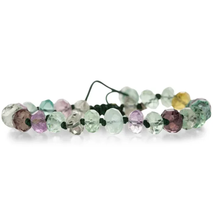 8mm Faceted Multicolored Fluorite Bracelet