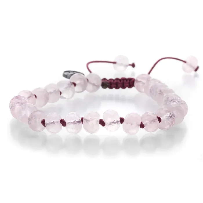 8mm Faceted Rose Quartz Beaded Bracelet