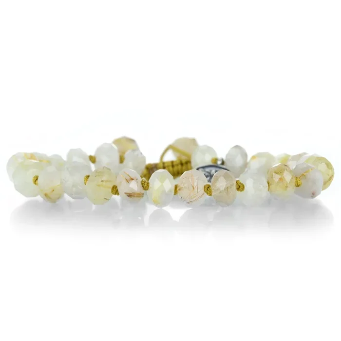8mm Faceted Rutile Quartz Bracelet
