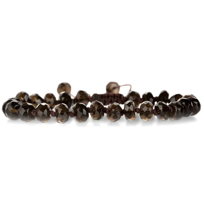 8mm Faceted Smoky Quartz Beaded Bracelet