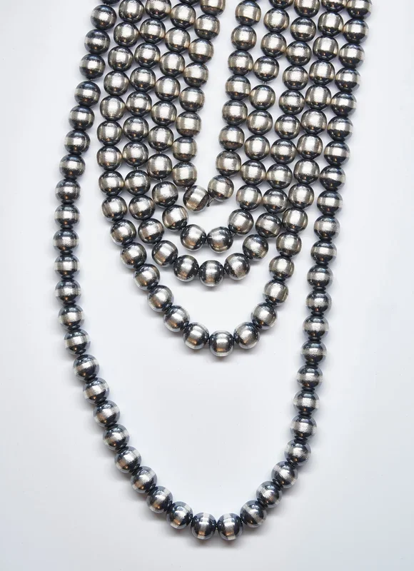 8MM Oxidized Sterling Silver Bead Necklace