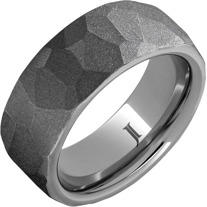 8mm Rugged Tungsten Chisel Sandblast Ring