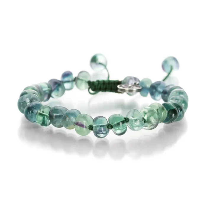 8mm Smooth Green Blue Flourite Bracelet