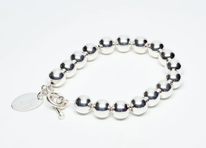 8MM Sterling Silver Bead Bracelet