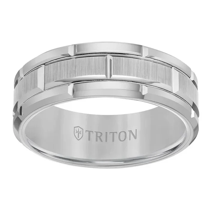 8mm Tungsten Etched Wedding Band