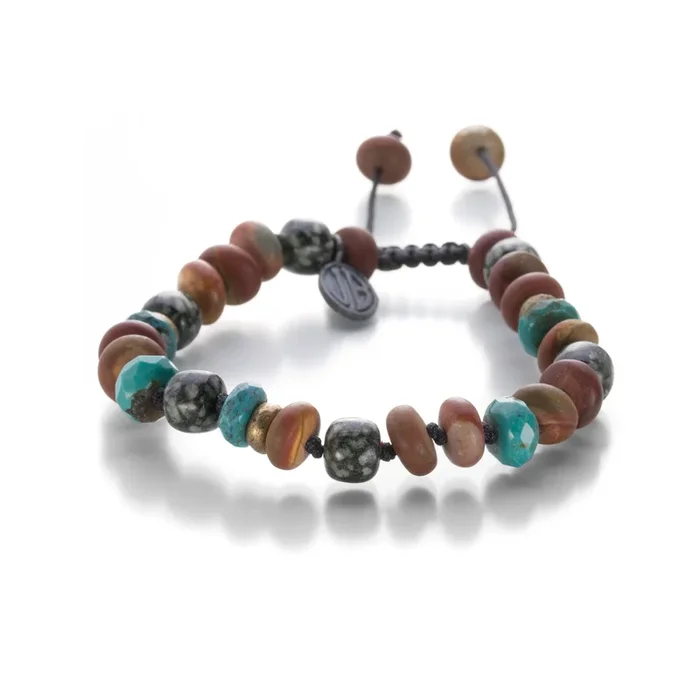 8mm Turquoise, Spiderweb & Scenic Jasper Bracelet