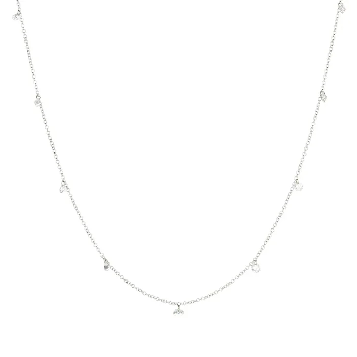 9 Stone White Gold Floating Diamond Necklace