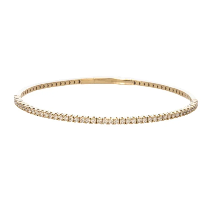 .90ctw Diamond 14K Yellow Gold Flexible Tennis Bangle