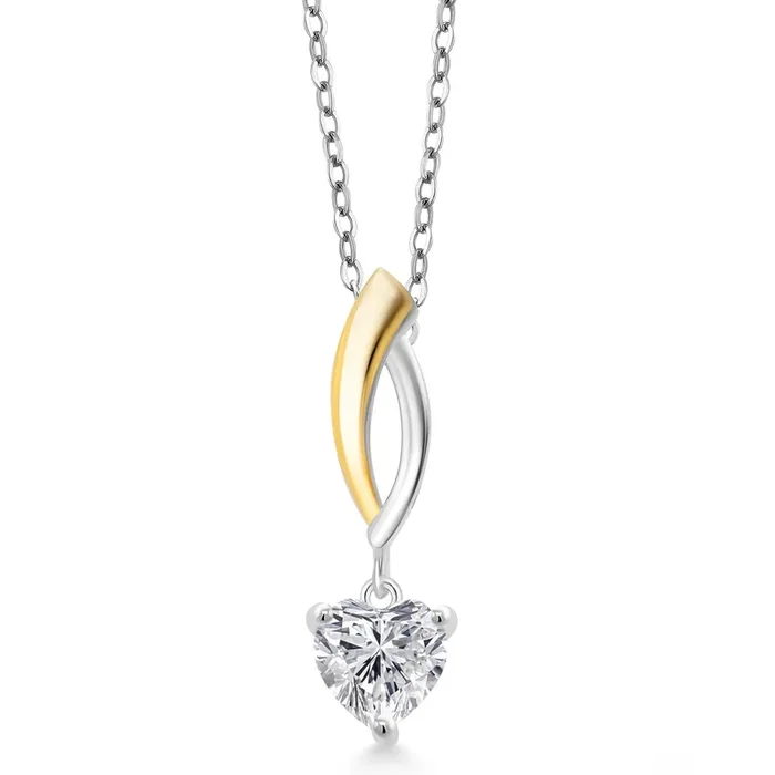 925 Silver and 10K Yellow Gold IGI Certified Lab Grown Diamond Infinity Pendant Necklace For Women | Heart Shape 1 Ct | E-F Color | VS1-VS2 Clarity | with 18 Inch Chain