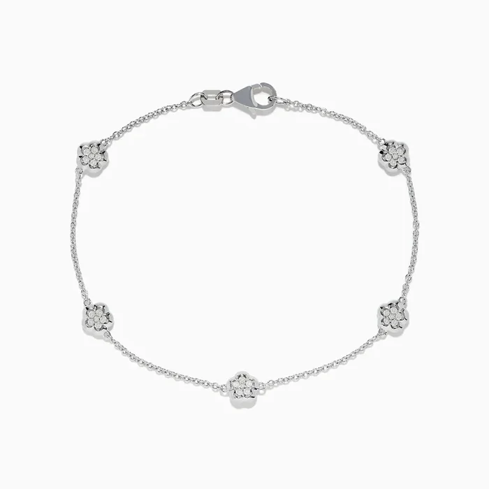 925 Silver Diamond 5 Station Bracelet