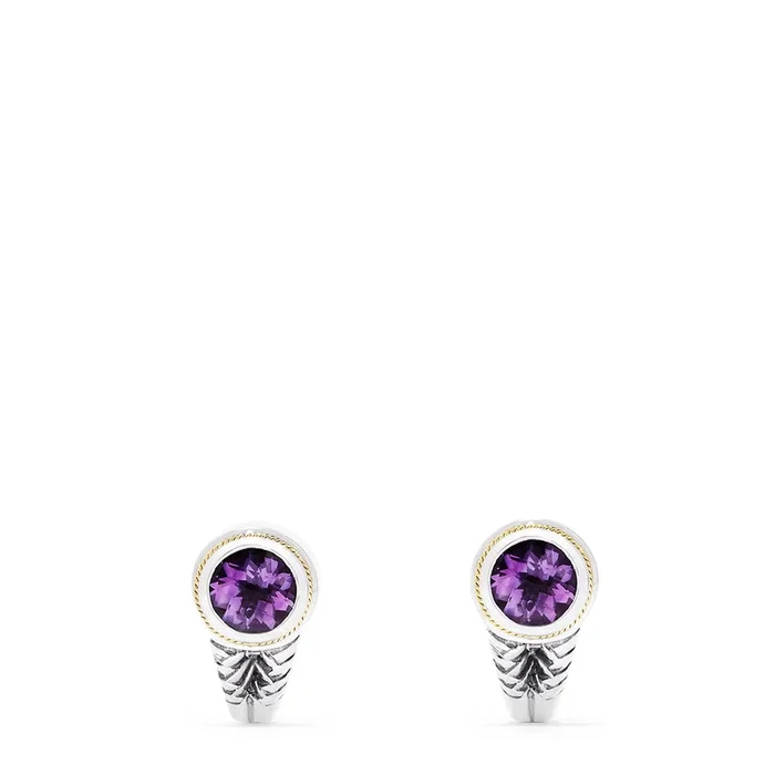 925 Sterling Silver & 18K Yellow Gold Amethyst Earrings, 3.33 TCW