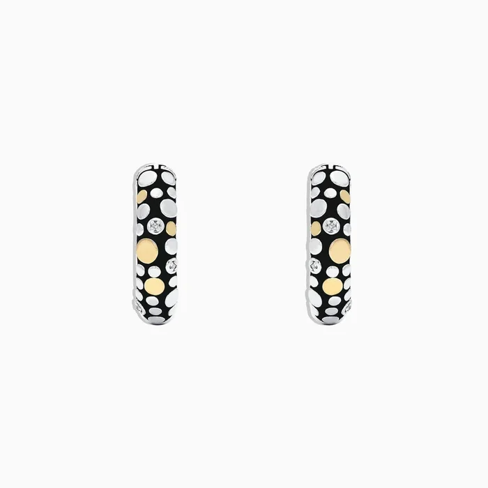 925 Sterling Silver & 18K Yellow Gold Diamond Hoop Earrings, 0.02 TCW