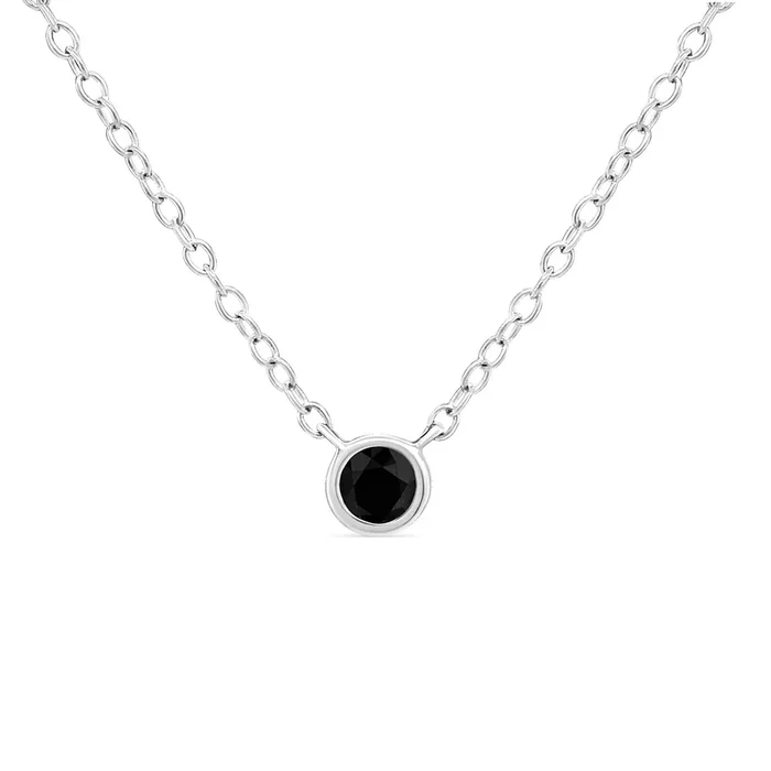 .925 Sterling Silver 1/10 Cttw Colored Diamond Suspended Bezel-Set Solitaire 16″-18″ Adjustable Pendant Necklace (Color Enhanced, I1-I2 Clarity)