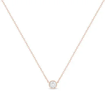 .925 Sterling Silver 1/2 Cttw Diamond Bezel 18″ Pendant Necklace (I-J Color, I2-I3 Clarity)
