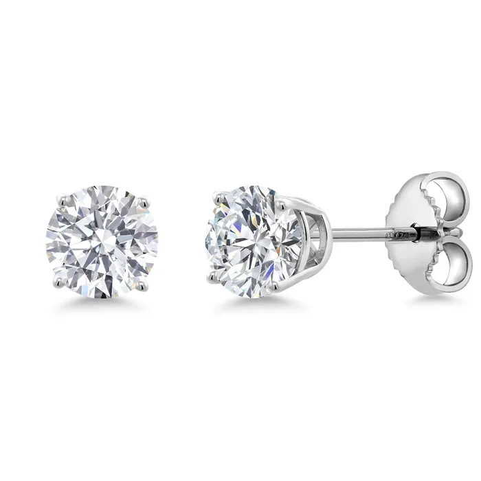 925 Sterling Silver 4MM Round Gemstone Birthstone Stud Earrings for Women and Men | Classic Solitaire with Secure Backs | Elegant Everyday Jewelry for Her or Him