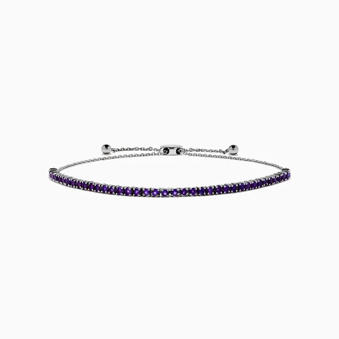 925 Sterling Silver Amethyst Bolo Bracelet
