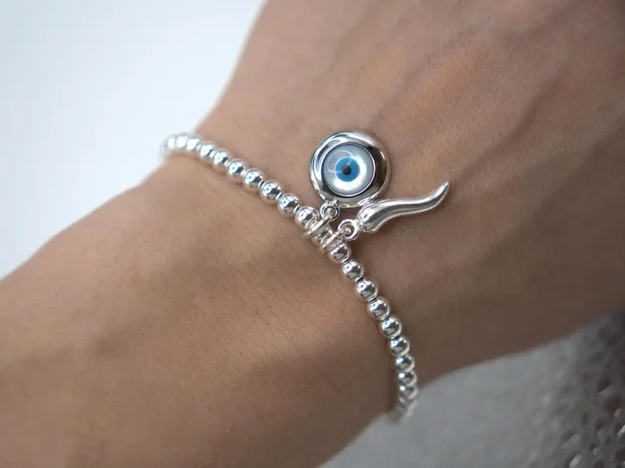 925 Sterling Silver Bracelet, Evil Eye Charm, Evil Eye Bracelet, Evil Eye, Pave Evil Eye, Stacked Bracelets (Copy)