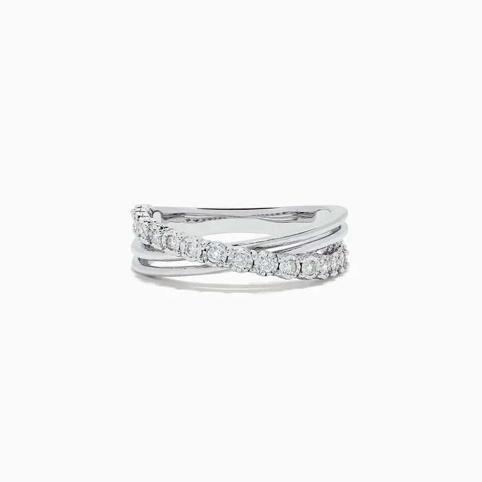 925 Sterling Silver Diamond Crossover Ring, 0.23 TCW