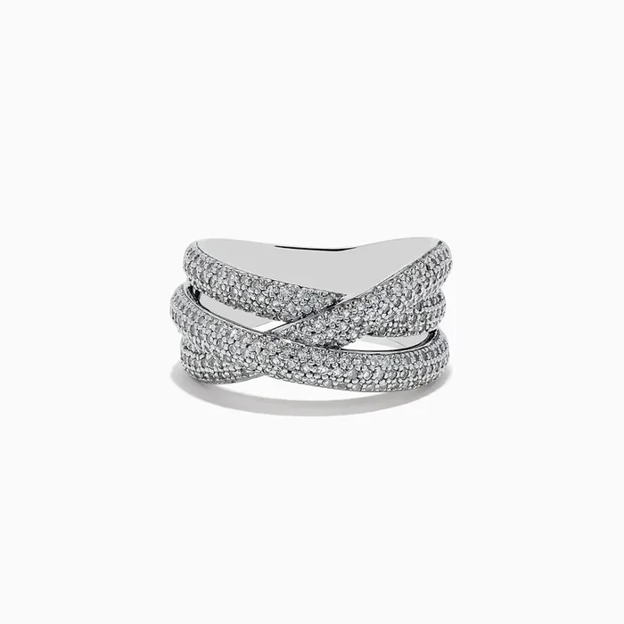 925 Sterling Silver Diamond Crossover Ring