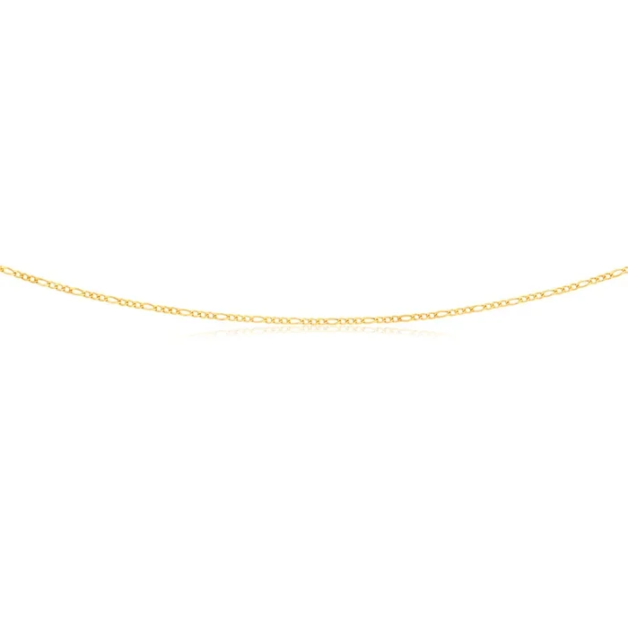 9ct Figaro 3:1 Yellow Gold 50cm 40Gauge Chain