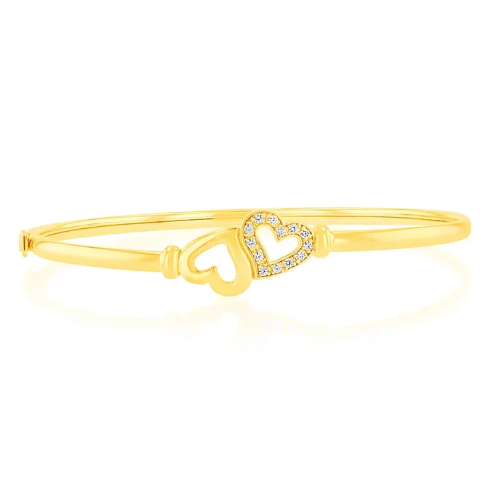 9ct Gold Silverfilled Heart Bangle