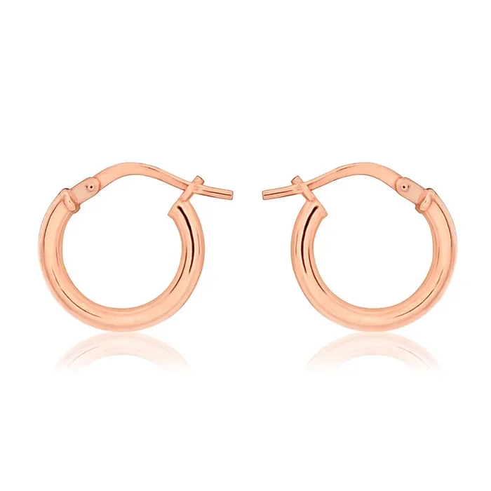 9ct Rose Gold Silver Filled 10mm Hoop Earrings