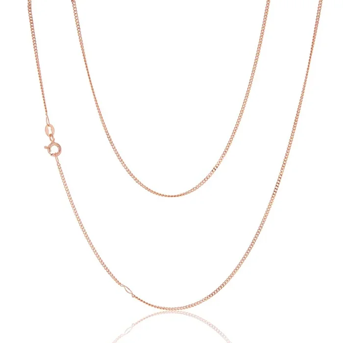 9ct Rose Solid Gold 40 Gauge Curb 46cm Chain