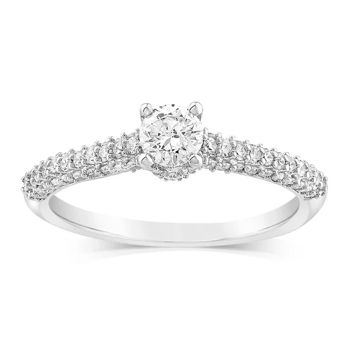 9ct White Gold Fancy Brilliant Cut Ring in 0.60 Carat Natural Diamonds