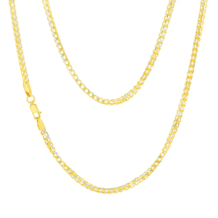 9ct Yellow And White Solid Gold Two Tone 8 Side Diamond Cut Franco Chain