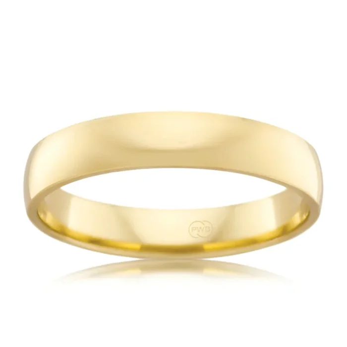 9ct Yellow Gold 4mm Crescent Ring. Size U