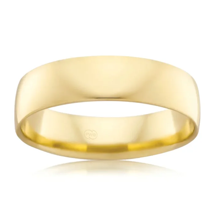 9ct Yellow Gold 6mm Crescent Ring. Size W