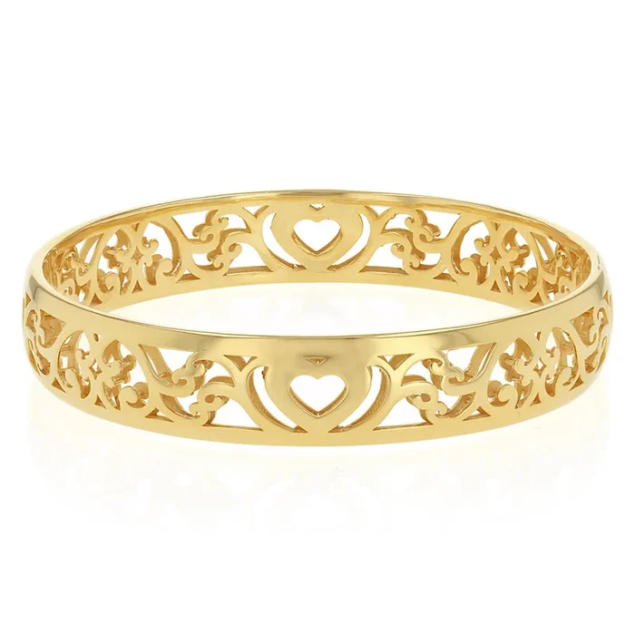 9ct Yellow Gold Cut Out Pattern 65mm Bangle