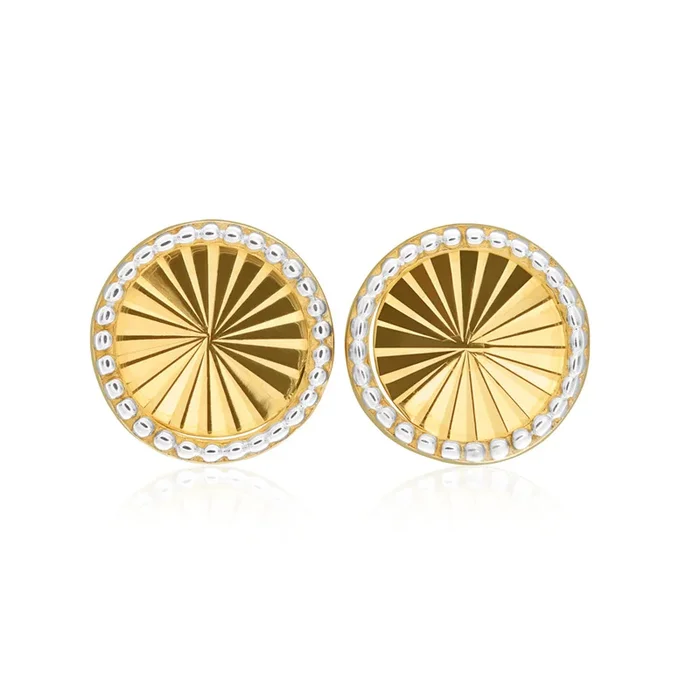 9ct Yellow Gold Diamond Cut Circle Stud Earrings
