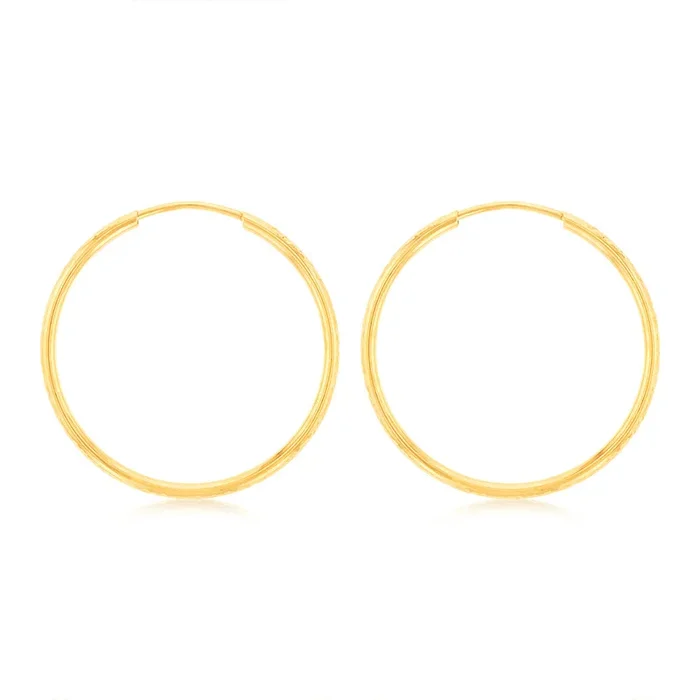 9ct Yellow Gold Diamond-Cut Hoops 25mm