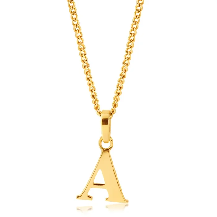 9ct Yellow Gold Initial “A” Pendant