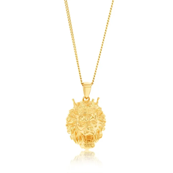 9ct Yellow Gold Lion Head Pendant
