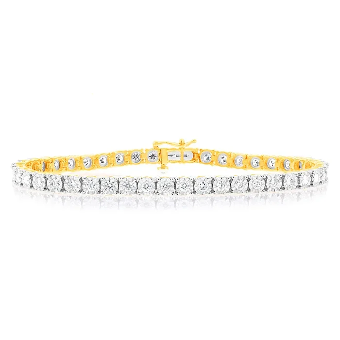 9ct Yellow Gold Magnificent 2 Carat Diamond Tennis Bracelet