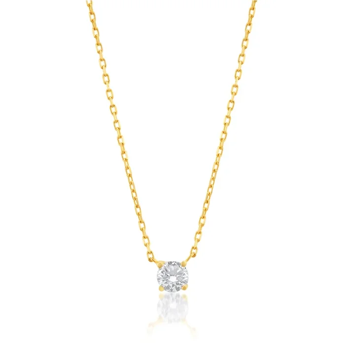 9ct Yellow Gold Necklace with Round Zirconia