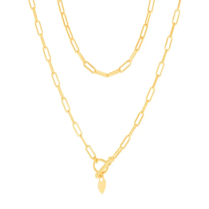 9ct Yellow Gold Paperclip Toggle Bar 43cm Chain