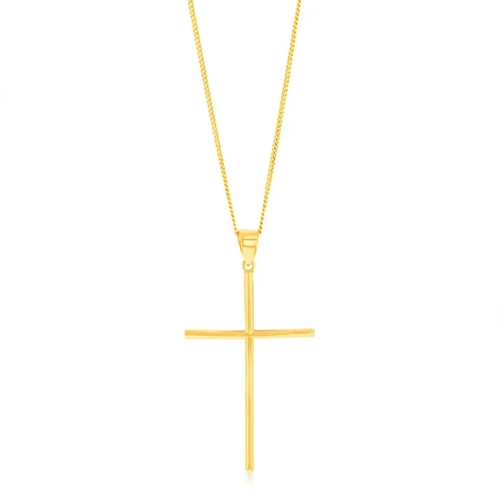 9ct Yellow Gold Plain 39mm X 23mm Cross Pendant