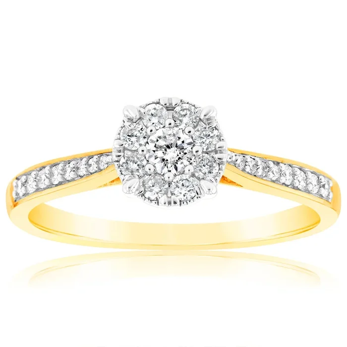 9ct Yellow Gold Ring With 1/3 Carats Of Diamonds
