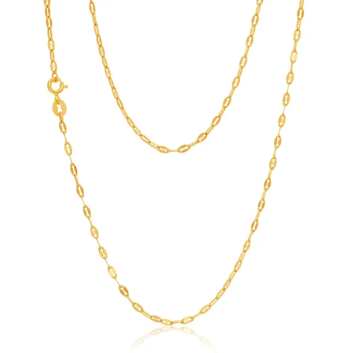9ct Yellow Gold Silver Filled Coffee Grain Fancy 50cm Chain