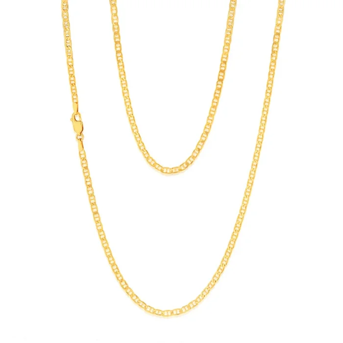 9ct Yellow Gold Silverfilled Anchor 80 Gauge 55cm Chain