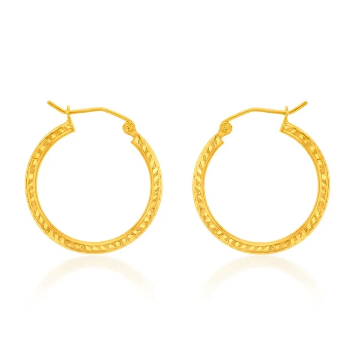9ct Yellow Gold Silverfilled Fancy Hoop Earring