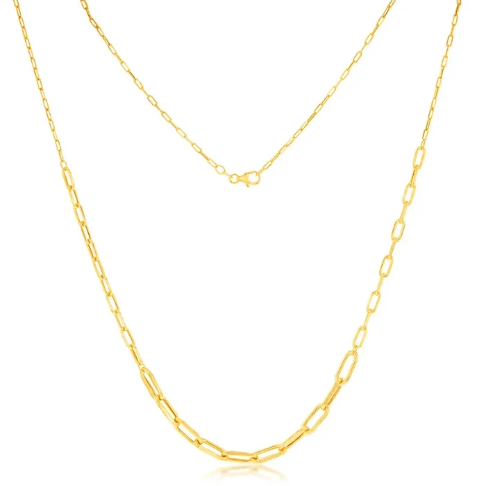 9ct Yellow Gold Silverfilled Paperclip 60cm Chain