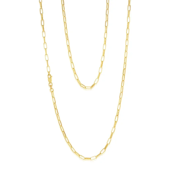 9ct Yellow Gold Silverfilled Small Paperclip 70cm Chain