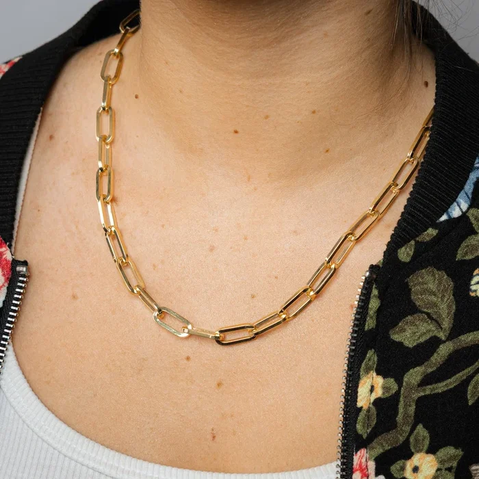 9ct Yellow Gold Silverfilled Solid Paperclip 50cm Chain