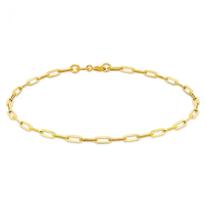 9ct Yellow Gold Small Paperclip 18.4cm Bracelet