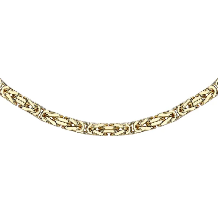 9ct Yellow Gold Square Byzantine 45cm Chain